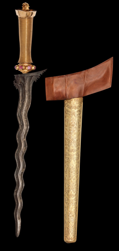 A pair of royal gold and silver keris daggers for a nobleman and his wife