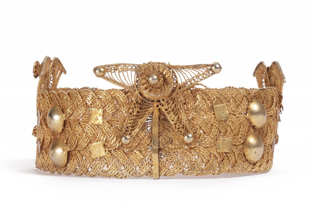 An Ashanti Chief’s ceremonial gold and gilt-metal crown and sash