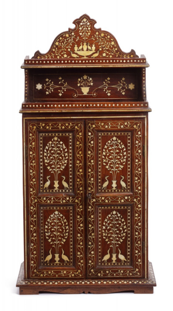 An Anglo-Indian colonial envelope and dressing box in the form of a miniature wardrobe