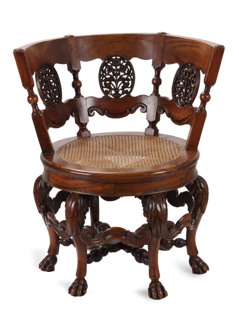 A Sri Lankan satinwood and cane 'Burgomaster' chair