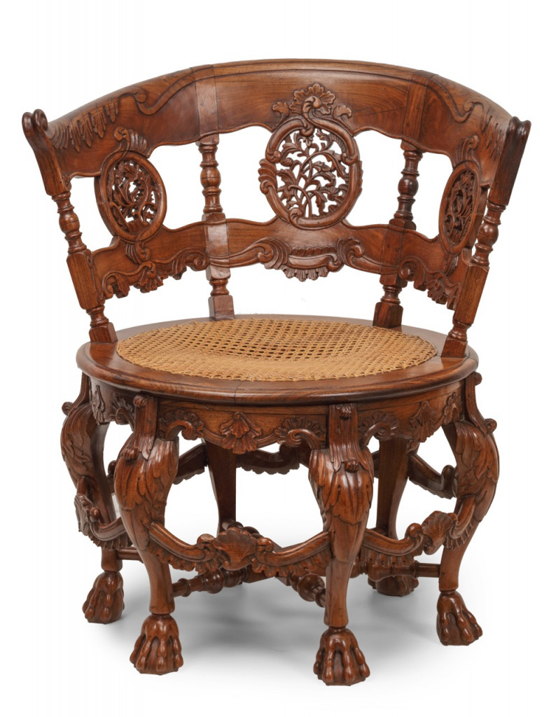A Sri Lankan Satinwood and cane 'Burgomaster' chair