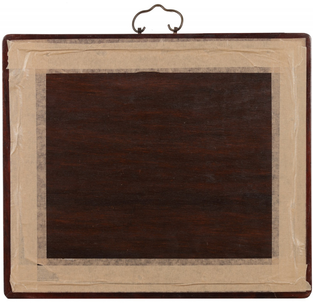 A Chinese export reverse-glass painting after an English print in original hardwood frame