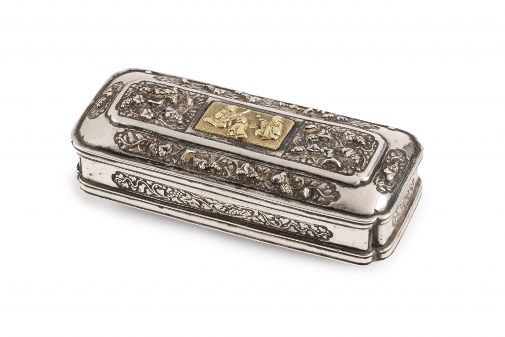 tobacco silver box A Sawasa-ware export silver and gold tobacco box