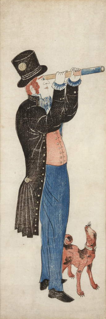 A Japanese colour woodblock print, Nagasaki-e, depicting a Dutchman