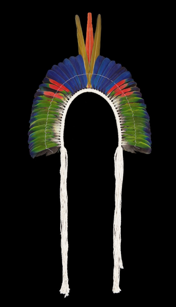 Two splendid small Kayapo Amazon Indigenous feather male 'àkkàkry-re' headdresses