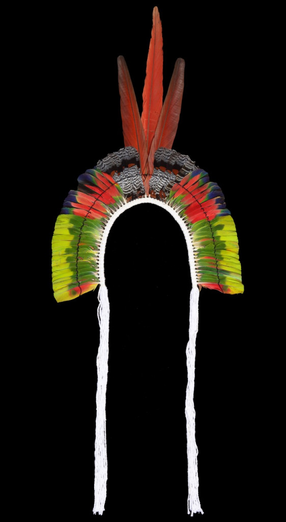 Two splendid small Kayapo Amazon Indigenous feather male 'àkkàkry-re' headdresses