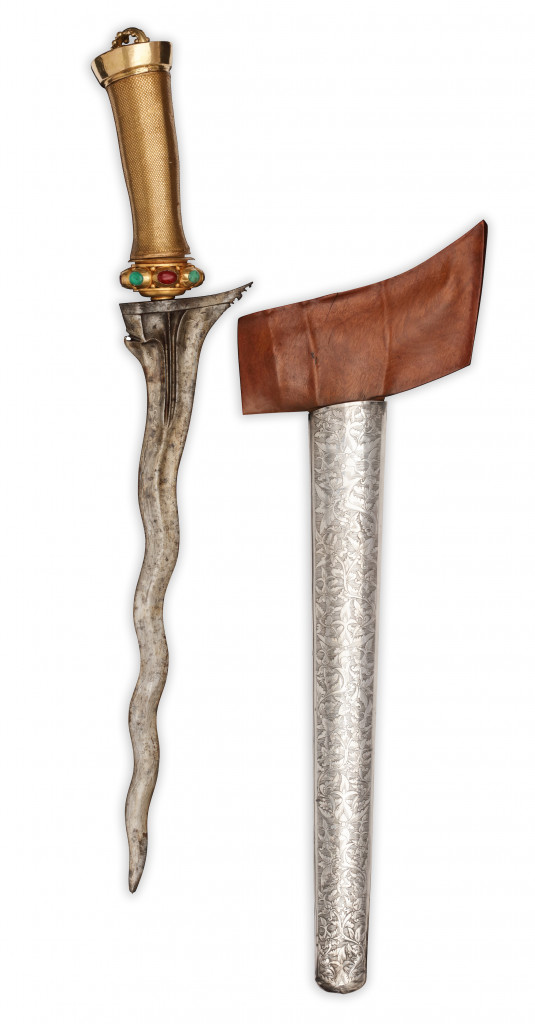A pair of royal gold and silver keris daggers for a nobleman and his wife