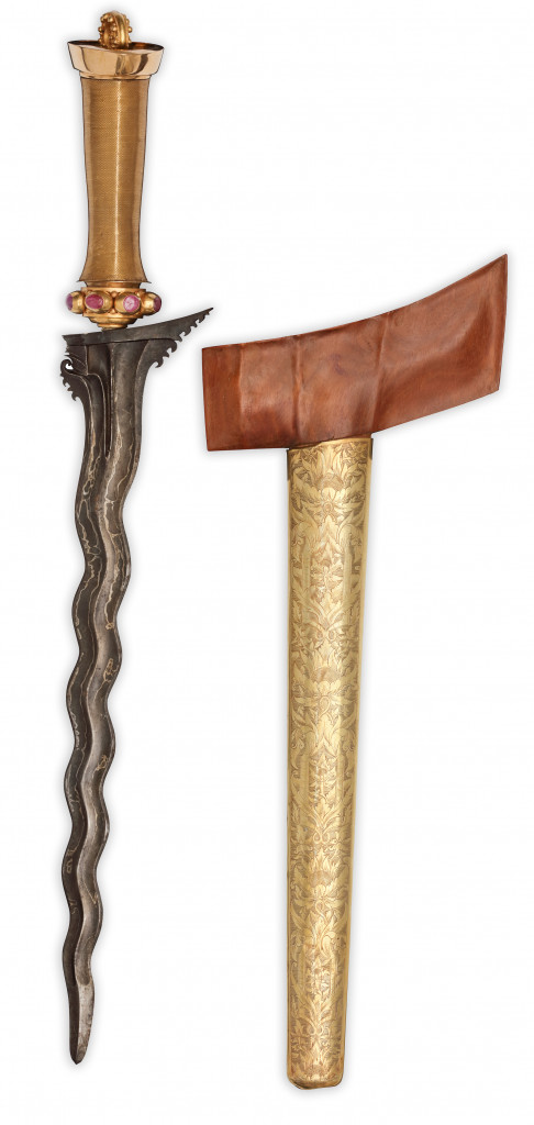 A pair of royal gold and silver keris daggers for a nobleman and his wife