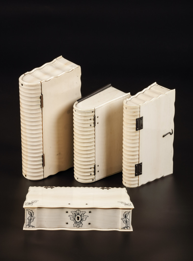 A collection of Sri Lankan ivory bible boxes