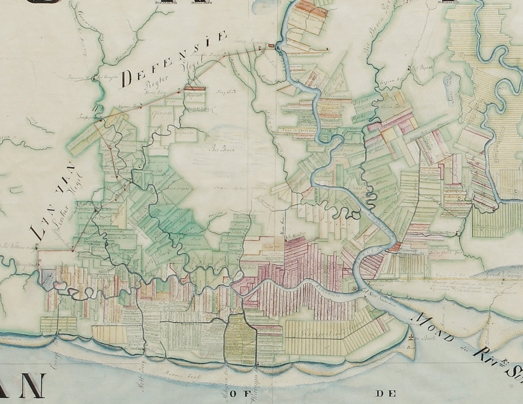 A unique large hand-drawn manuscript map of Surinam by Albrecht Helmut Hiemcke (1760-1839)