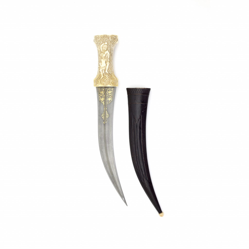 An erotic Islamic Persian dagger with walrus ivory hilt