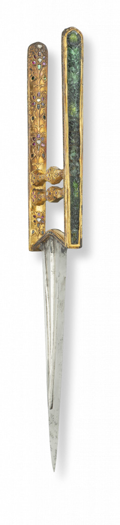 A gem-set gold push-dagger or katar