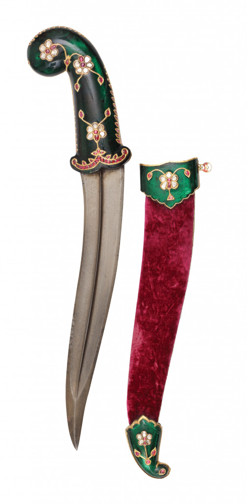 An superb gem-set Mughal glass dagger