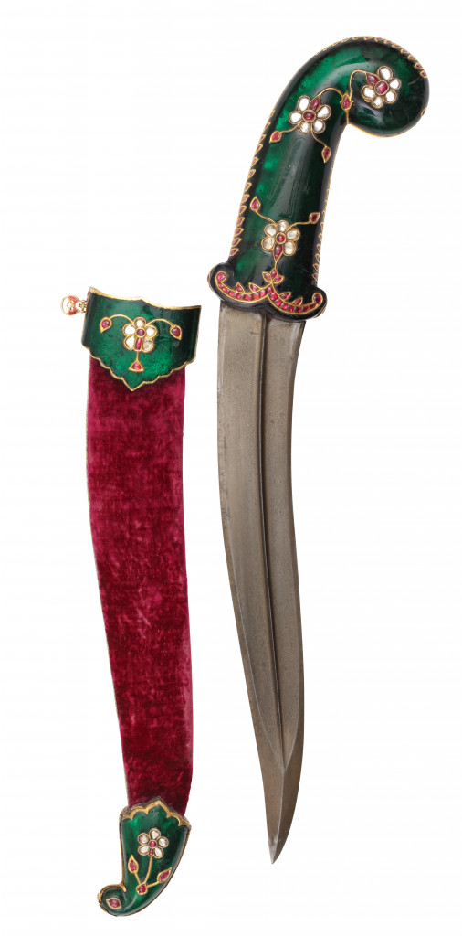 An superb gem-set Mughal glass dagger