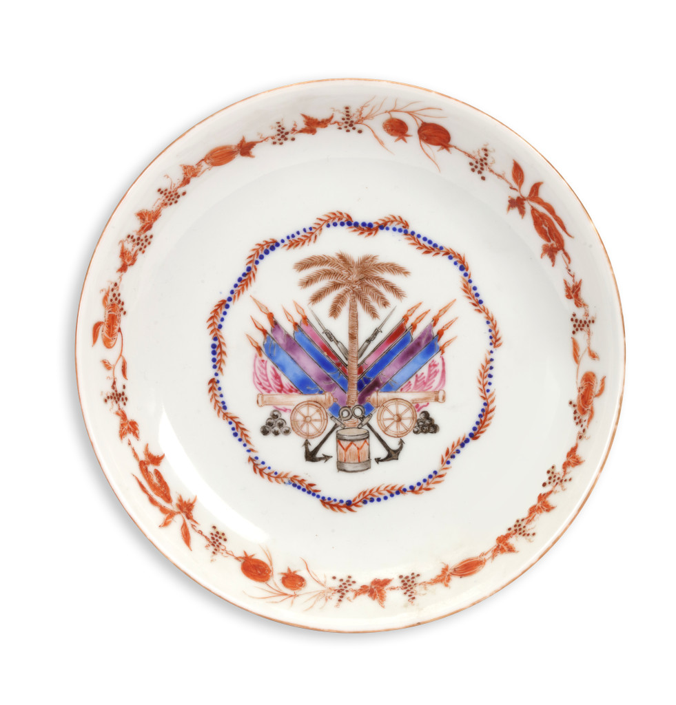 A Chinese export porcelain dish with the Haitian coat-of-arms