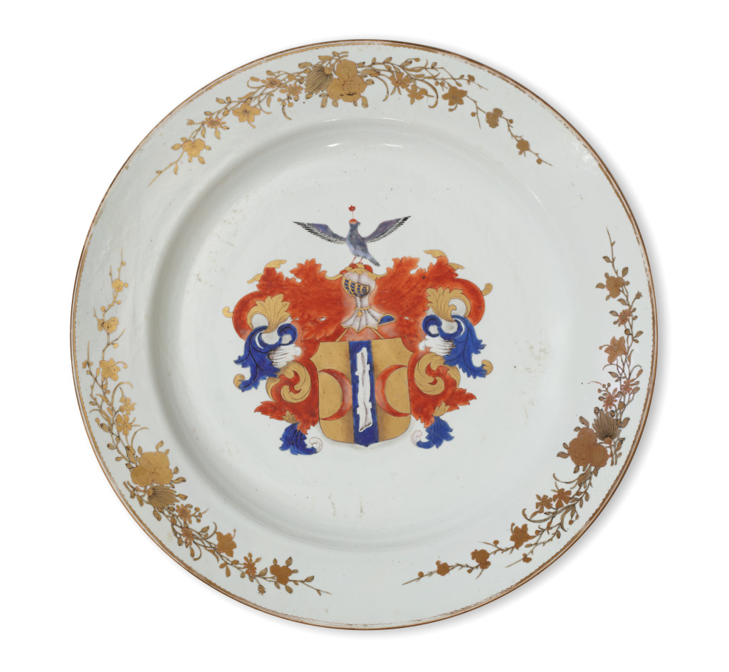 A pair of large Chinese export porcelain dishes with the Valckenier coat-of-arms