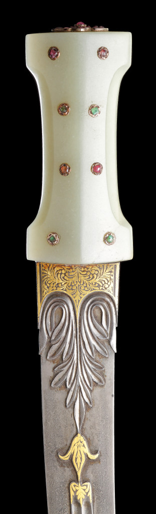An Ottoman nephrite hilted bejewelled Ottoman hançer