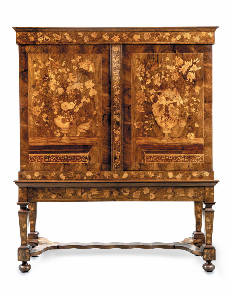 A magnificent Dutch floral marquetry cabinet-on-stand by Jan van Mekeren (1658-1733)