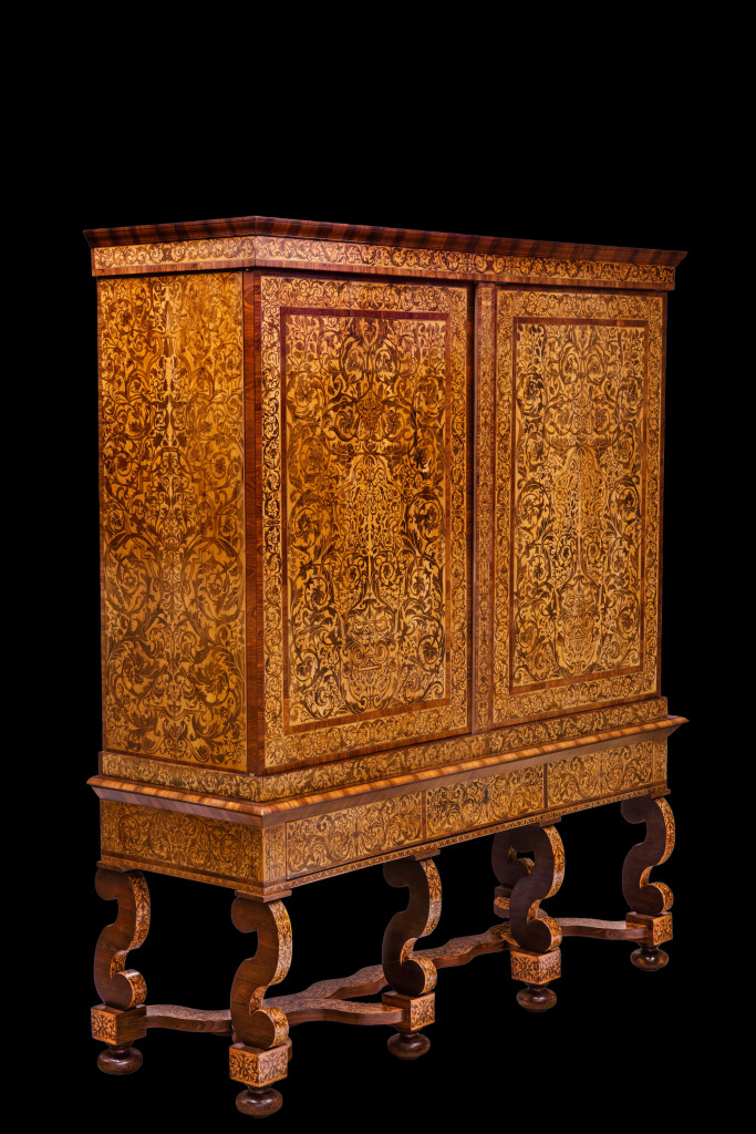 A magnificent Dutch marquetry cabinet on stand, by Jan van Mekeren (1658-1733) possibly made for William III and Mary of England