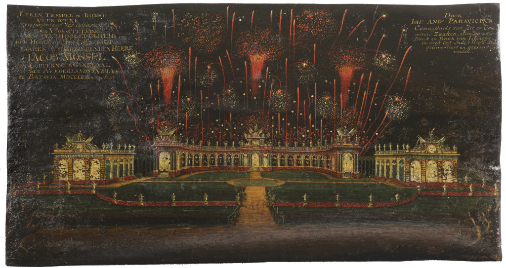 An extremely rare painting depicting the celebrations in honour of the inauguration of Governor-General Jacob Mossel (1704-1761) of the Dutch East Indies on the 24th of July in 1752