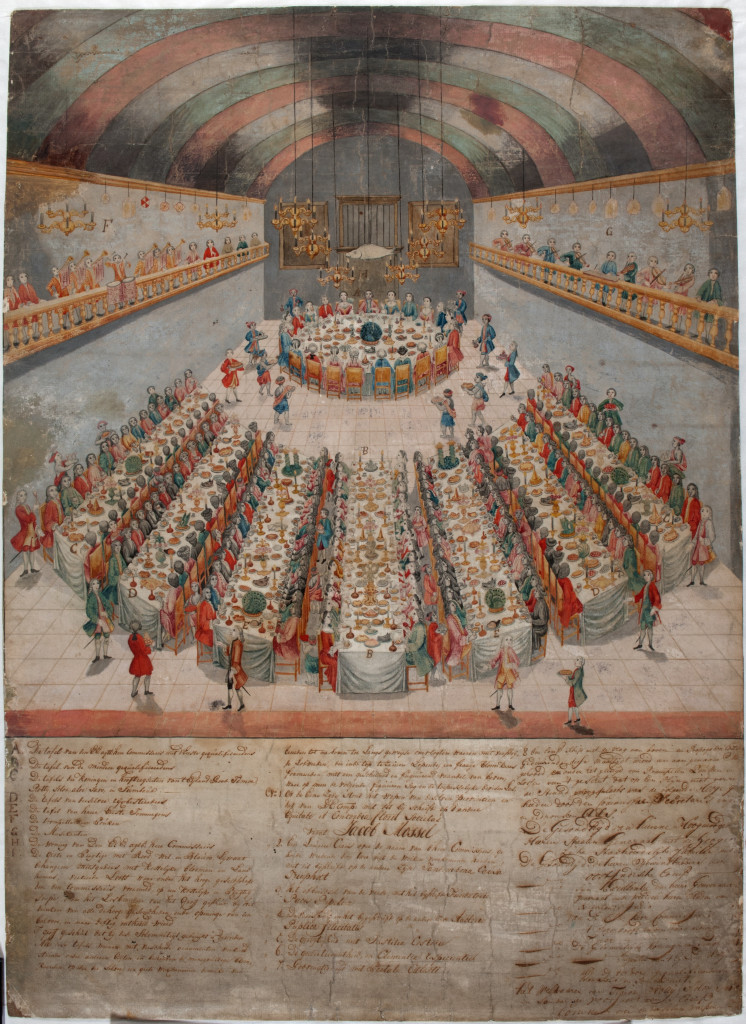 An extremely rare painting depicting the celebrations in honour of the inauguration of Governor-General Jacob Mossel (1704-1761) of the Dutch East Indies on the 24th of July in 1752