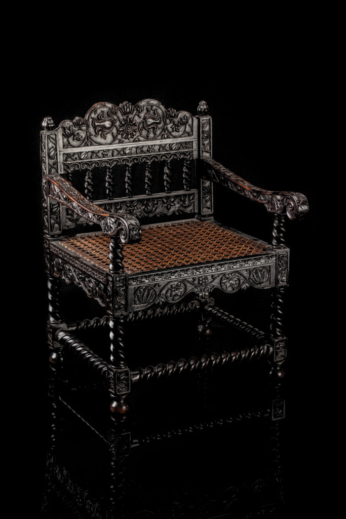 A Dutch-colonial Sri Lankan ebony child's armchair