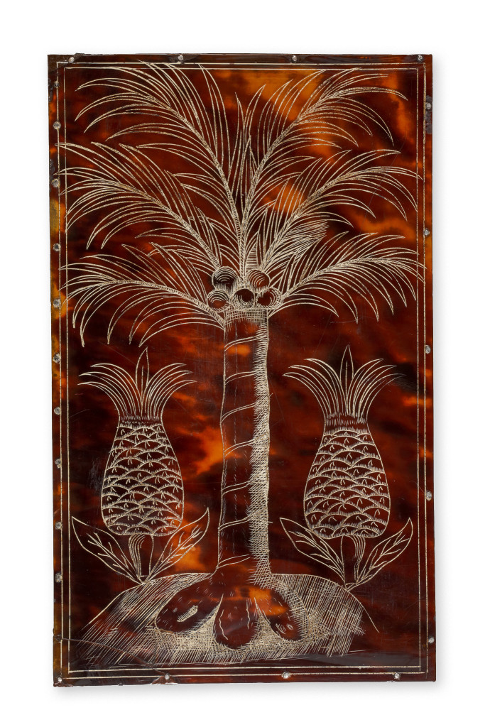 A Jamaican colonial engraved tortoiseshell comb-case and two combs