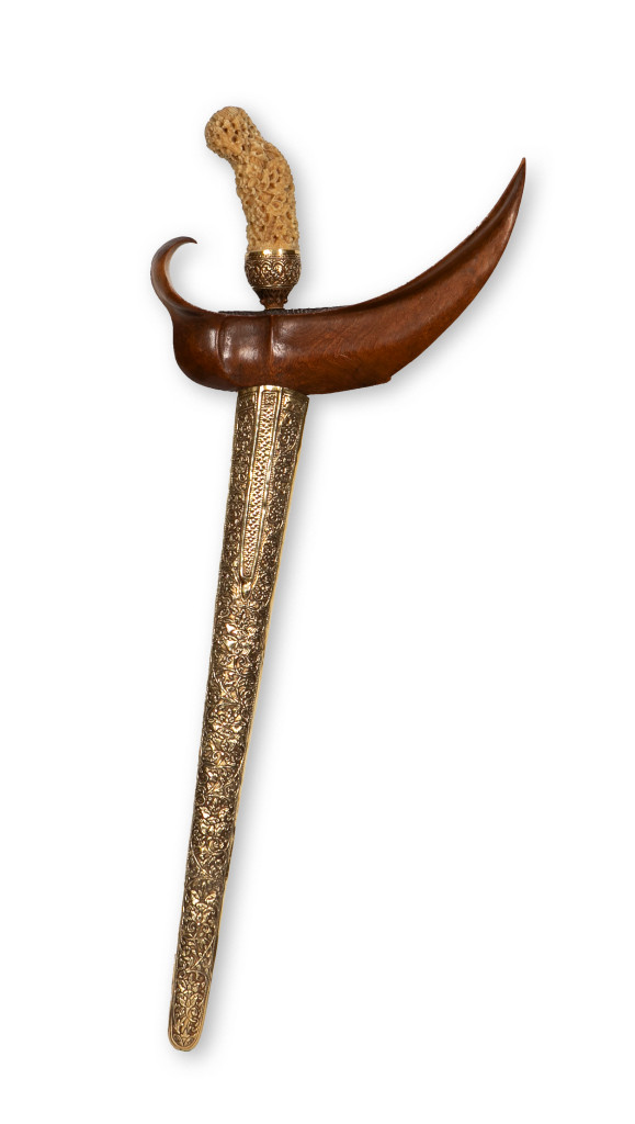 An Indonesian royal gold and marine ivory keris