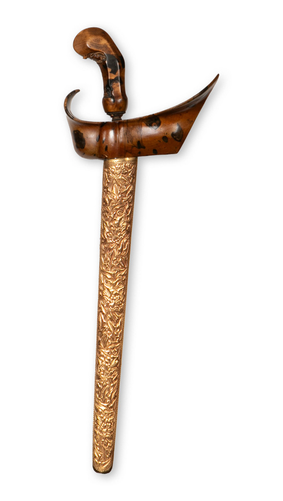 An Indonesian royal gold and Kayu pelet keris