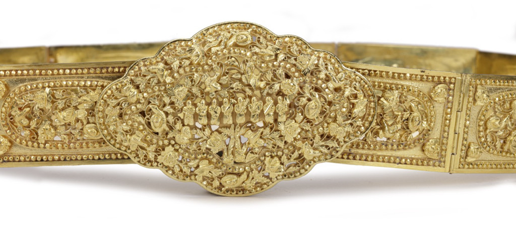 A Peranakan Chinese gold 'tali pinggang'