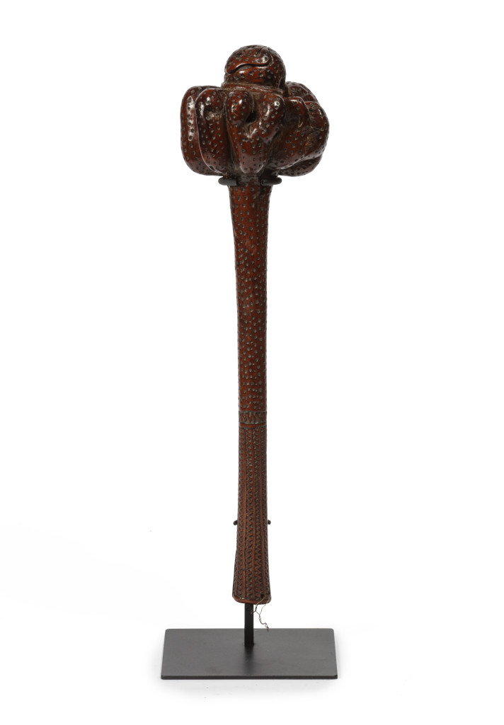 A Polynesian hardwood Ula tavatava or throwing war club