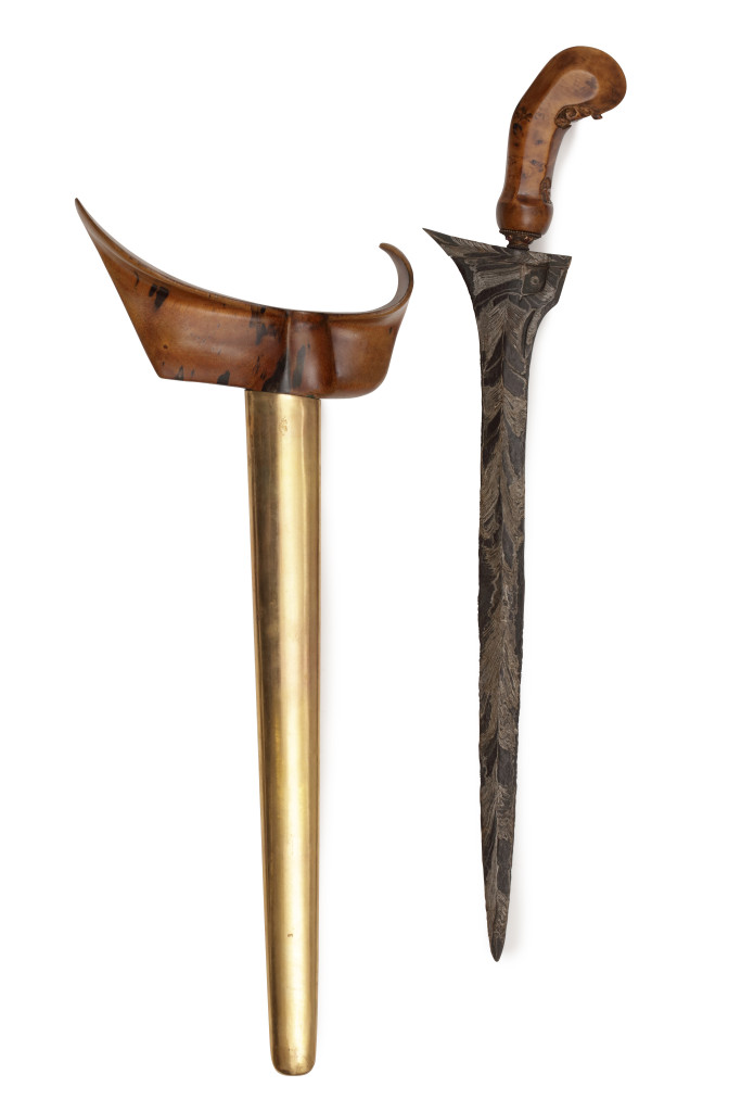 An Indonesian royal gold and Kayu pelet keris