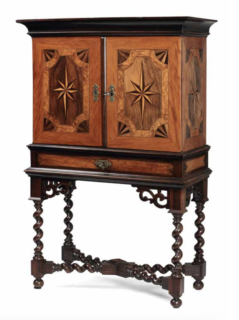 A Dutch-colonial Sri Lankan miniature cabinet on stand