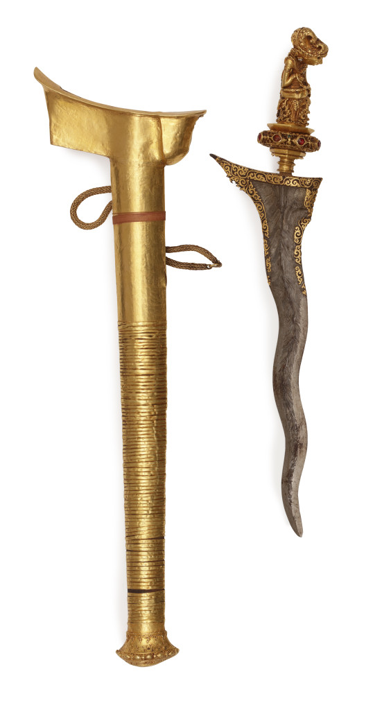 An exceptionally fine and rare Indonesian gold Royal keris probably owned by King Arung Palakka (1634 or 1635-1696) of Bone