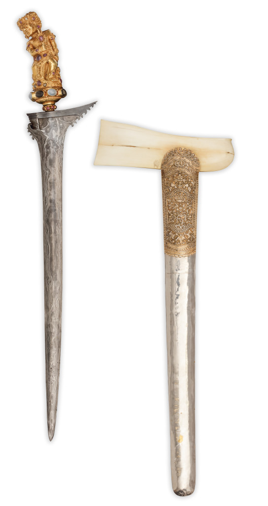 A Balinese gem-set kayu pelet and gold keris
