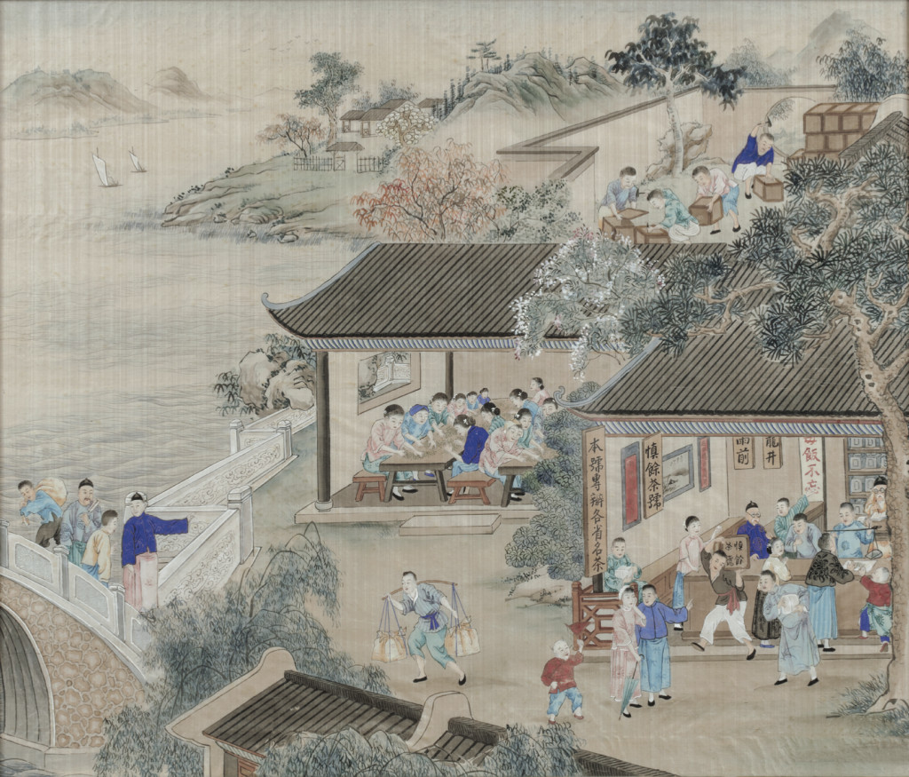 A refined Chinese export painting depicting 'The Tea shop’