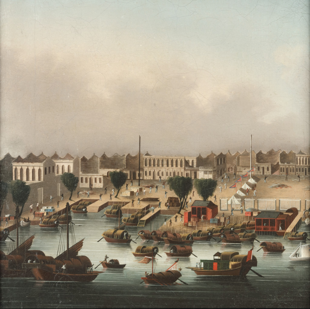 A Chinese export painting depicting Canton after the Great Fire of 1-2 november 1822