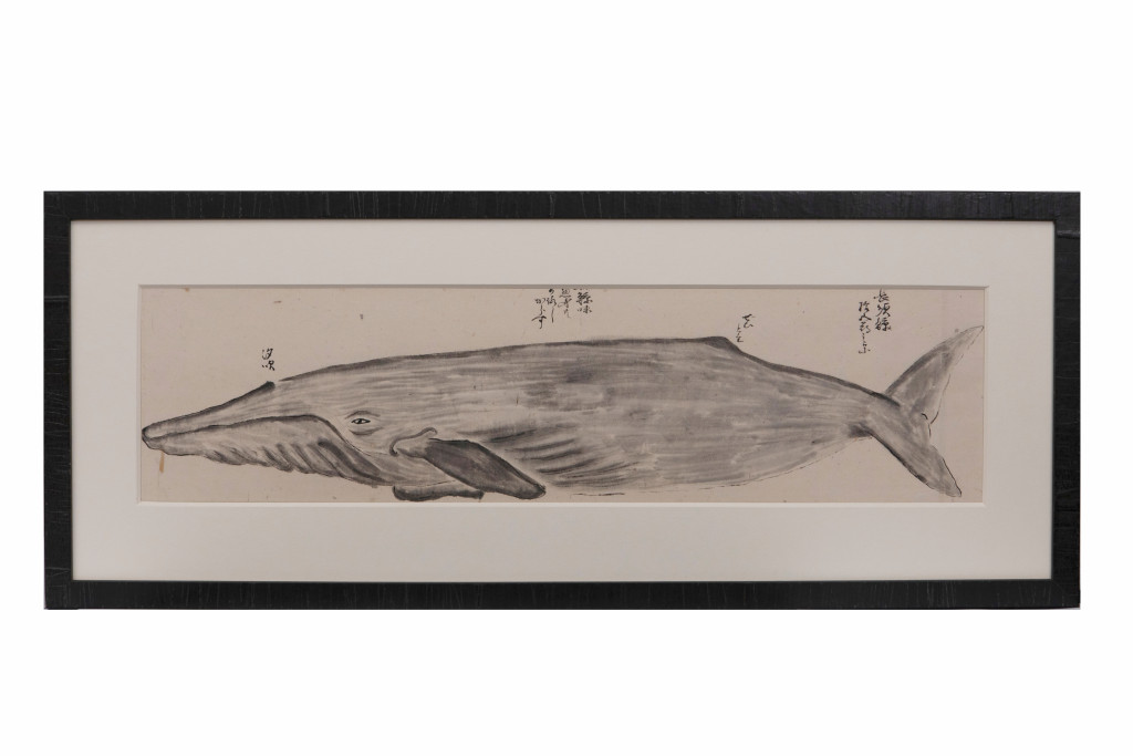 A series of eleven Japanese whale drawings in ink on paper