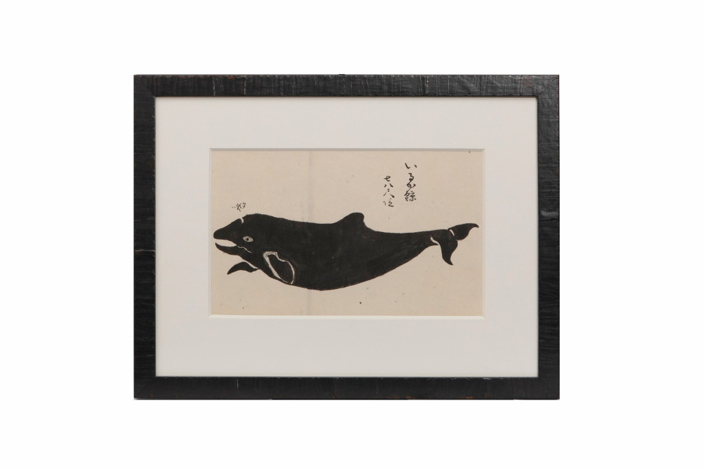 A series of eleven Japanese whale drawings in ink on paper