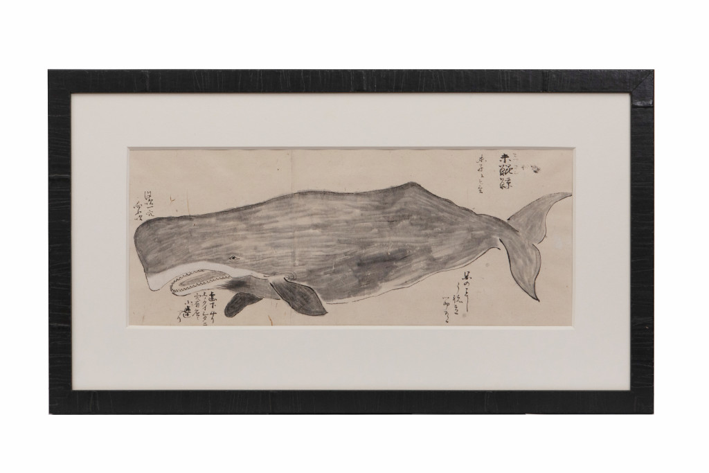 A series of eleven Japanese whale drawings in ink on paper