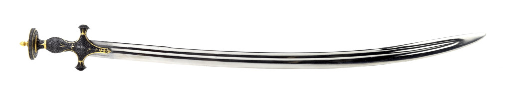 A splendid Mughal talwar with blade dated 1693