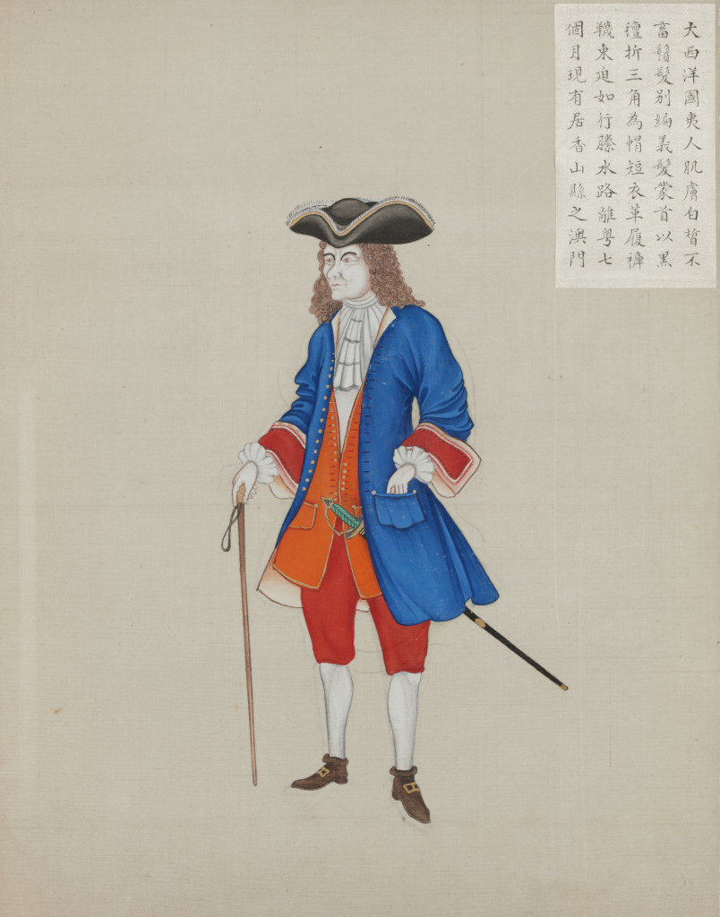 Five rare depictions of Westerners in gouache on silk by an anonymous Chinese artist