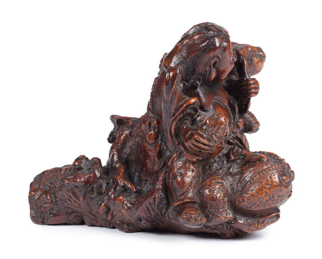 A Japanese rootwood sculpture of Gama Sennin