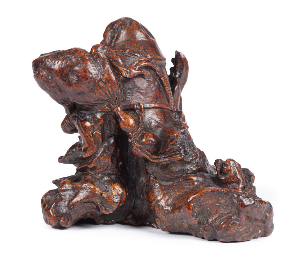 A Japanese rootwood sculpture of Gama Sennin