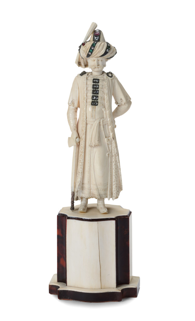 A gem-set ivory sculpture of an Ottoman sultan