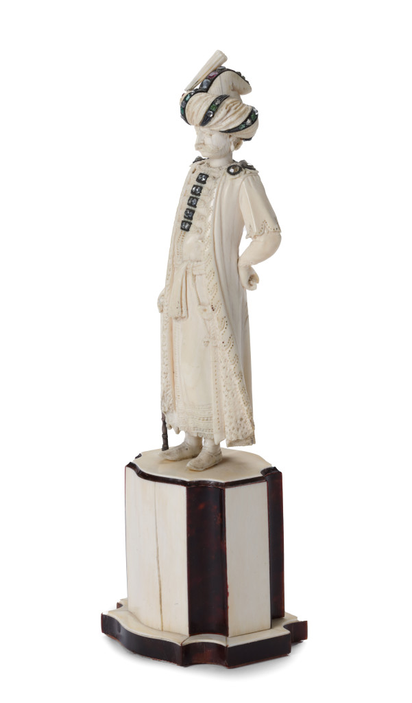 A gem-set ivory sculpture of an Ottoman sultan