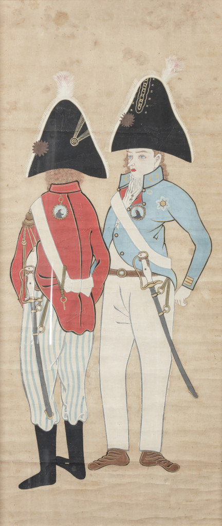 A Japanese painting depicting two European generals