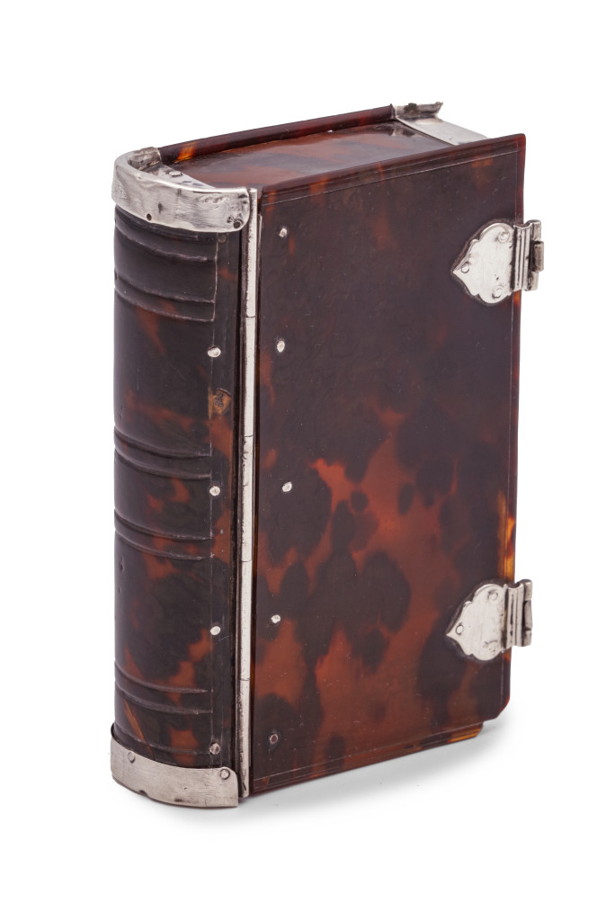 A Dutch-colonial Sri Lankan tortoiseshell bible box with silver mounts
