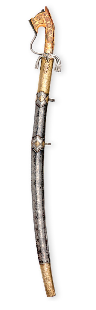 A superb part-niello silver and gold inlaid 'nimcha' sword, probably belonging to an Arab vizier or a merchant king