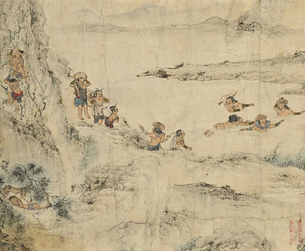 A pair of extremely rare drawings depicting Taiwanese Aborigines